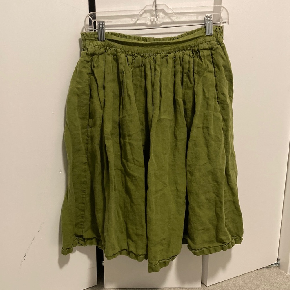 notPERFECTLINEN 1950s CITY flat front linen skirt S/M
